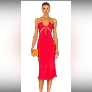 Christopher Esber Triquetra Cutout Midi Dress Sleeveless in Chilli Red Color